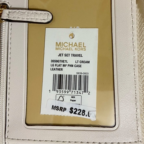 NWT Michael Kors Light Cream Emilia Tote & Jet Set Travel Phone Case - Picture 12 of 12